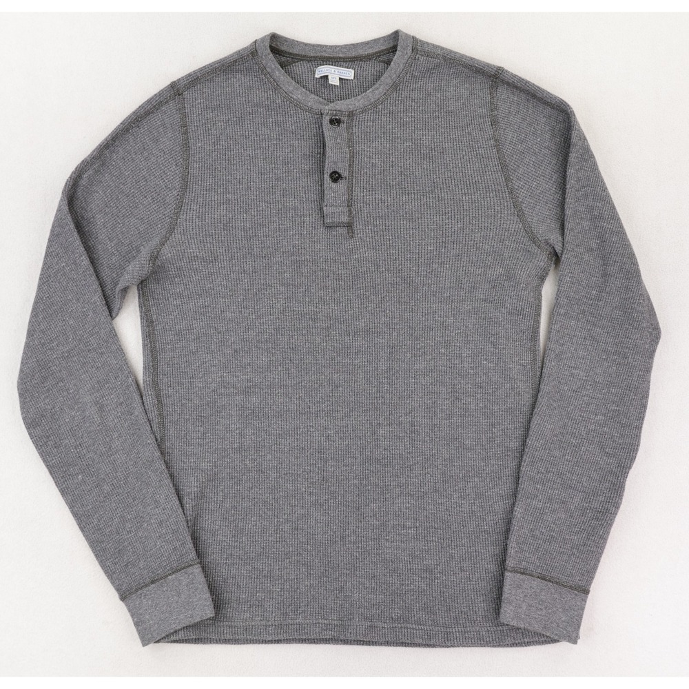 Wallace & Barnes Waffle Henley Shirt Men's Medium Tall Gray Thermal Long Sleeve